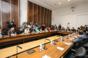 O governador Carlos Massa Ratinho Junior e o secretário de Infraestrutura e Logística, Sandro Alex, divulgam nesta segunda-feira (09),  no Palácio Iguaçu, as obras aprovadas pelo Governo do Estado que serão realizadas com os recursos do acordo de leniência firmado pela empresa Ecorodovias, que controla as concessionárias Ecovia e Ecocataratas, e Ministério Público Federal (MPF).    Curitiba, 09/12/2019 - Foto: Geraldo Bubniak/AEN