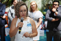 Diretora do CMEI Vera Cruz, Ediane Spaki, agradeceu doações
. Foto: Sanepar