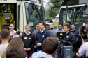 Importantes linhas que atendem o transporte coletivo de oito municípios da Região Metropolitana de Curitiba (RMC) ganharam 22 ônibus novos. Os veículos foram entregues pelo governador Carlos Massa Ratinho Junior, nesta quarta-feira (18), durante evento no Parque Barigui, em Curitiba.Foto:Jaelson Lucas / AEN