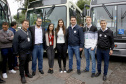 Importantes linhas que atendem o transporte coletivo de oito municípios da Região Metropolitana de Curitiba (RMC) ganharam 22 ônibus novos. Os veículos foram entregues pelo governador Carlos Massa Ratinho Junior, nesta quarta-feira (18), durante evento no Parque Barigui, em Curitiba.Foto:Jaelson Lucas / AEN