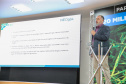 O Governador Carlos Massa Ratinho Junior lança nesta sexta-feira (17/01) o  projeto de transformação de subprodutos da agropecuária e da agroindústria em energias renováveis, no Biopark em Toledo. Serão implantadas uma usina de biometano (combustível veicular) e duas de geração de energia elétrica, a partir de dejetos suínos. Apresentação de Marcelo Nobrega da Neogás.Toledo, 17/01/2020 -  Foto: Geraldo Bubniak/AEN