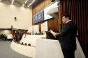 O governador Carlos Massa Ratinho Junior participa neste dia 03/02 da retomada dos trabalhos em plenário na Assembleia Legislativa do Paraná. Presentes: presidente da Assembleia Legislativa, dep. Ademar Traiano; presidente do Tribunal de Justiça, Adalberto Jorge Xisto Pereira; presidente do tribunal de Contas, Nestor Baptista; procurador Geral de Justiça, Ivonei Sfoggia; entre outros.
Curitiba, 03-02-20.
Foto: Arnaldo Alves / AEN.
