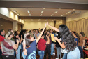 Professores, diretores, pedagogos e técnicos dos Núcleos Regionais de Educação (NREs) que participam de palestras, dinâmicas e oficinas com exercícios voltados à elaboração de planos de ação e guias de aprendizagem, que serão utilizados para o planejamento das aulas.  Foto: Silvio Turra/SEED