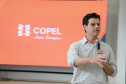 O presidente da Copel, Daniel Slaviero, e o superintendente de Projetos Especiais, Júlio Omori, estiveram ontem no Show Rural, em Cascavel, em reuniões com empresários e produtores das regiões Oeste e Sudoeste.
Foto: Valdenir Cavalheiro/Copel