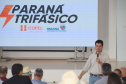 O presidente da Copel, Daniel Slaviero, e o superintendente de Projetos Especiais, Júlio Omori, estiveram ontem no Show Rural, em Cascavel, em reuniões com empresários e produtores das regiões Oeste e Sudoeste.
Foto: Valdenir Cavalheiro/Copel