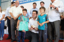 O governador Carlos Massa Ratinho inaugura a Escola Municipal Ana Zorning e confirma recursos para pavimentação, em Rio Negro, região sudeste do Paraná. Presentes no evento: prefeito de Rio Negro, Milton José Paizani; secretário de Desenvolvimento Urbano, João Carlos Ortega; secretário de Educação e do Esporte, Renato Feder; de Agricultura e Abastecimento, Norberto Ortigara; entre outros.Rio Negro, 13-02-20.Foto: Arnaldo Alves / AEN.