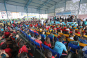 O governador Carlos Massa Ratinho inaugura a Escola Municipal Ana Zorning e confirma recursos para pavimentação, em Rio Negro, região sudeste do Paraná. Presentes no evento: prefeito de Rio Negro, Milton José Paizani; secretário de Desenvolvimento Urbano, João Carlos Ortega; secretário de Educação e do Esporte, Renato Feder; de Agricultura e Abastecimento, Norberto Ortigara; entre outros.Rio Negro, 13-02-20.Foto: Arnaldo Alves / AEN.