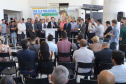 O governador Carlos Massa Ratinho Junior anuncia nesta terça-feira (18) a implantação de mais de 600 novos abrigos para pontos de ônibus em cidades da Região Metropolitana de Curitiba. Participaram: secretário de Desenvolvimento Urbano, João Carlos Ortega; diretor-presidente da Comec, Gilson dos Santos; entre outros.
Curitiba, 18-02-20.
Foto: Arnaldo Alves / AEN.

