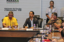 O Governador Carlos Massa Ratinho Junior acompanha nesta quarta-feira (4), o balanço das ações e dos atendimentos feitos durante a temporada Verão Maior 2019/2020, no Litoral e no Interior do Estado. Acompanhado do o secretário da Segurança Pública, Romulo Marinho, coordenador do Verão Maior.   Curitiba, 04/03/2020 - Foto: Geraldo Bubniak/AEN