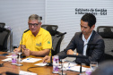 O Governador Carlos Massa Ratinho Junior acompanha nesta quarta-feira (4), o balanço das ações e dos atendimentos feitos durante a temporada Verão Maior 2019/2020, no Litoral e no Interior do Estado. Acompanhado do o secretário da Segurança Pública, Romulo Marinho, coordenador do Verão Maior.   Curitiba, 04/03/2020 - Foto: Geraldo Bubniak/AEN
