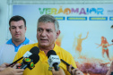O Governador Carlos Massa Ratinho Junior acompanha nesta quarta-feira (4), o balanço das ações e dos atendimentos feitos durante a temporada Verão Maior 2019/2020, no Litoral e no Interior do Estado. Acompanhado do o secretário da Segurança Pública, Romulo Marinho, coordenador do Verão Maior.   Curitiba, 04/03/2020 - Foto: Geraldo Bubniak/AEN
