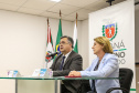 O secretário de Estado da Saúde, Beto Preto, e a secretária municipal de Saúde de Curitiba, Márcia Huçulak, apresentam em entrevista coletiva os números e informações sobre os casos em investigação do coronavírus (Covid-19), nesta quinta-feira (12) na Secretaria de Estado da Saúde.  12/03/2020  -  Foto: Geraldo Bubniak/AEN