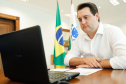 O governador Carlos Massa Ratinho Junior em reunião por videoconferência com representantes de diferentes associações e consórcios municipais do Estado. 