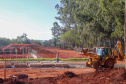 Do alto, o grande receptor circular em construção pela Companhia de Saneamento do Paraná (Sanepar) chama atenção. Ele é peça-chave na ampliação da Estação de Tratamento de Esgoto (ETE) Norte, em Londrina, na Região Norte do Paraná. Foto Gilson Abreu