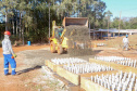 Do alto, o grande receptor circular em construção pela Companhia de Saneamento do Paraná (Sanepar) chama atenção. Ele é peça-chave na ampliação da Estação de Tratamento de Esgoto (ETE) Norte, em Londrina, na Região Norte do Paraná. Foto Gilson Abreu
