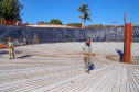 Do alto, o grande receptor circular em construção pela Companhia de Saneamento do Paraná (Sanepar) chama atenção. Ele é peça-chave na ampliação da Estação de Tratamento de Esgoto (ETE) Norte, em Londrina, na Região Norte do Paraná. Foto Gilson Abreu