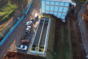 As obras da nova captação de água de Cascavel nas margens do Rio São José, no Distrito de São Salvador, a barragem no rio, as estações de bombeamento e um desarenador, que terá a função de retirar os materiais mais pesados da água, como areia e terra. A nova estrutura ampliará em 25% a capacidade de tratamento de água no município.Foto: Geraldo Bubniak/AEN