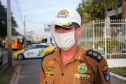 Curitiba, 27 de Julho de 2020. Em comemoração ao Dia do Motociclista, BPTran faz blitz educativa para distribuir antena corta linha.  Foto: Entrevista com o Ten Cel QOPM Mario Henrique do Carmo, Comandante do BPTran - Soldado Ismael Ponchio.