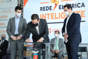 O governador Carlos Massa Ratinho Junior e o presidente da Copel, Daniel Slaviero, lançam o Programa Rede Elétrica Inteligente, em Curitiba. 
