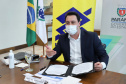 O governador Carlos Massa Ratinho Junior assinou nesta quarta-feira (9) o contrato do financiamento de R$ 1,6 bilhão que o Governo do Paraná captou com o Banco do Brasil e a Caixa Econômica Federal.