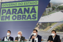O governador Carlos Massa Ratinho Junior anunciou nesta quarta-feira (16) um programa de obras de infraestrutura que soma R$ 4 bilhões. Os projetos envolvem melhorias e modernização de rodovias, estradas rurais em todas as regiões do Paraná, além de um grande investimento no Litoral do Estado e na segurança pública.Foto Gilson Abreu/AEN