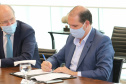 O Governador Carlos Massa Ratinho Junior assina, nesta quarta-feira (23), protocolo de investimentos com a cooperativa paranaense C.Vale representada pelo presidente Alfredo Lang.  Na foto, o  secretario Estadual da Administração e da Previdência (Seap), Marcel Micheletto . Curitiba, 23/09/2020. Foto: Geraldo Bubniak/AEN