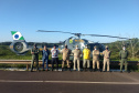 Helicóptero da PM auxilia no combate a incêndio em Ilha Grande. Foto:SESP
