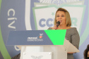 O governador Carlos Massa Ratinho Junior lança nesta segunda-feira (26) o programa de colégios cívico-militares do Estado. No mesmo ato  é assinada a regulamentação da lei que autorizou o projeto e anunciada a lista das cerca de 200 unidades beneficiadas nesse primeiro momento. Na foto, diretora do Colégio Estadual Guarda Mirim do Paraná, Debora Queiroz.   Curitiba, 26/09/2020. Foto: Geraldo Bubniak/AEN