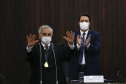 Durante a solenidade o desembargador Irajá Romeo Hilgenberg Prestes Mattar recebeu a Medalha de Excelência Judiciária, pelos seus 50 anos de exercícios da magistratura. O juiz é o único no País a atuar como magistrado por cinco décadas ininterrupta Foto: Jonathan Campos/AEN