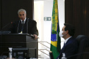 Durante a solenidade o desembargador Irajá Romeo Hilgenberg Prestes Mattar recebeu a Medalha de Excelência Judiciária, pelos seus 50 anos de exercícios da magistratura. O juiz é o único no País a atuar como magistrado por cinco décadas ininterrupta Foto: Jonathan Campos/AEN