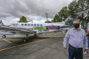 O Governo do Estado apresentou nesta sexta-feira (15), às 10h30, no Aeroporto do Bacacheri, a estrutura disponível para a distribuição da vacina contra a Covid-19. Como forma de acelerar a imunização no Paraná, o Governo destacou toda a frota área do Estado, formada por aviões e helicópteros, para o transporte da vacina. Foto: Jonathan Campos/AEN