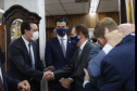 O governador Carlos Massa Ratinho Junior participou nesta quarta-feira (27) da posse da nova mesa diretora do Tribunal de Contas do Paraná (TCE), eleita em dezembro no passado para o comando do órgão de controle no biênio 2020-2021. O conselheiro Fabio Camargo assume a presidência do TCE no lugar de Nestor Baptista, Ivan Bonilha passa a ocupar a vice-presidência e Fernando Guimarães o cargo de corregedor-geral.  Foto: Jonathan Campos/AEN
