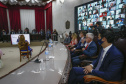 O governador Carlos Massa Ratinho Junior participou nesta quarta-feira (27) da posse da nova mesa diretora do Tribunal de Contas do Paraná (TCE), eleita em dezembro no passado para o comando do órgão de controle no biênio 2020-2021. O conselheiro Fabio Camargo assume a presidência do TCE no lugar de Nestor Baptista, Ivan Bonilha passa a ocupar a vice-presidência e Fernando Guimarães o cargo de corregedor-geral.  Foto: Jonathan Campos/AEN