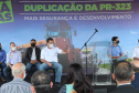 O governador Carlos Massa Ratinho Junior participa nesta quinta-feira (11) da entrega da primeira parte da duplicação da PR-323 entre Doutor Camargo e Paiçandu, na região Noroeste. O investimento por parte do Governo do Estado em toda a obra é de R$ 78,7 milhões. 11/02/2021 - Foto: Geraldo Bubniak/AEN