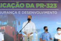 O governador Carlos Massa Ratinho Junior participa nesta quinta-feira (11) da entrega da primeira parte da duplicação da PR-323 entre Doutor Camargo e Paiçandu, na região Noroeste. O investimento por parte do Governo do Estado em toda a obra é de R$ 78,7 milhões. 11/02/2021 - Foto: Geraldo Bubniak/AEN