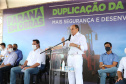 O governador Carlos Massa Ratinho Junior participa nesta quinta-feira (11) da entrega da primeira parte da duplicação da PR-323 entre Doutor Camargo e Paiçandu, na região Noroeste. O investimento por parte do Governo do Estado em toda a obra é de R$ 78,7 milhões. 11/02/2021 - Foto: Geraldo Bubniak/AEN