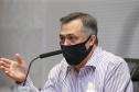 O governador Carlos Massa Ratinho Junior participa   nesta quarta-feira (24), da reuniao do Conselho de Secretarias Municipais de Saúde do Paraná (Cosems-PR ) acompanhado com o Secretario de Estado da Saude, Beto Preto ( foto), e do Secretario de Estado da Comunicação e da Cultura,   João Evaristo Debiasi  Curitiba, 24/02/2021. Foto: Geraldo Bubniak/AEN