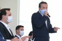 O governador Carlos Massa Ratinho Junior entrega   nesta quarta-feira (24),  29 Caminhões Pipa, Compactadores de Lixo e ColetaSeletiva,  acompanhado  do Secretário do Desenvolvimento Sustentável e do Turismo,  Marcio Nunes do Secretaria de Estado da Administração e Previdência, Marcel Micheletto   e do chefe da Casa Civil, Guto Silva.  Curitiba, 24/02/2021. Foto: Geraldo Bubniak/AEN