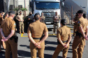 Policiais militares que trabalham na Companhia de Comandos e Serviços (CCS) e nas Diretorias da PM estão passando por instruções de tiros no caminhão de simulador de tiros da Polícia Civil do Paraná.  -  Curitiba, 25/02/2021  -  Foto: Soldado Amanda Morais