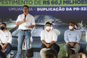 O governador Carlos Massa Ratinho Junior lança  a pedra fundamental das obras de modernização do Trevo Gauchão e da duplicação da PR-323 no perímetro urbano de Umuarama. Foto: Jonathan Campos/AEN