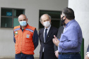 Doação de Cilindros da Copel para Secretária Estadual da Saúde. Secretario Saude Beto Preto, diretor presidente da Copel Daniel Pimentel Slaviero, diretor presidente da Copel Distribuição, Maximiliano Orfalil, gerente geral da Refinaria Presidente Getúlio Vargas (Repar), Felipe Leonardo Gomes e o pressidente da Assembleia Legislativa do Paraná, Ademar Traiano -  Curitiba, 27/04/2021  -  Foto: Valdelino Pontes
