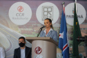 O governador Carlos Massa Ratinho Junior inaugura nesta segunda-feira (3), o  viaduto Prefeito Marcelo Puppi e  passarela William Haj Mussi, no Km 109 da BR-277, nas proximidades do Cercadinho em Campo Largo.  Na foto, a diretora-presidente da CCR RodoNorte, Thais Labre. 03/05/2021 - Foto: Geraldo Bubniak/AEN