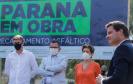Nesta quarta-feira (05), o Secretário da Infraestrutura e Logística do Paraná, Sandro Alex, acompanhado do reitor da Universidade Estadual de Ponta Grossa, Miguel Sanches Neto, e da prefeita Elizabeth Schmidt, inaugurou o recapeamento asfáltico do campus de Uvaranas.Foto: Rodrigo Felix Leal/SEIL