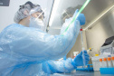 A Universidade Estadual de Ponta Grossa (UEPG), por meio do Laboratório Universitário de Análises Clínicas (Luac), iniciou na manhã desta quarta-feira (12) as testagens da Covid-19 com o método RT-PCR. O início dos testes acontece após a autorização da Vigilância Sanitária e do Laboratório Central do Estado do Paraná (Lacen). Ponta Grossa, 12/05/2021  -  Foto: Jéssica Natal/UEPG