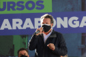 O governador Carlos Massa Ratinho Junior anuncia nesta quinta-feira (13) novos recursos para Arapongas, no Norte do Paraná. São investimentos para a Santa Casa, estradas rurais, pavimentação de ruas e avenidas, um parque urbano e moradias populares. 13/05/2021 - Foto: Geraldo Bubniak/AEN