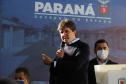 O governador Carlos Massa Ratinho Junior anuncia nesta quinta-feira (13) novos recursos para Arapongas, no Norte do Paraná. São investimentos para a Santa Casa, estradas rurais, pavimentação de ruas e avenidas, um parque urbano e moradias populares. 13/05/2021 - Foto: Geraldo Bubniak/AEN