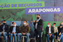 O governador Carlos Massa Ratinho Junior anuncia nesta quinta-feira (13) novos recursos para Arapongas, no Norte do Paraná. São investimentos para a Santa Casa, estradas rurais, pavimentação de ruas e avenidas, um parque urbano e moradias populares. 13/05/2021 - Foto: Geraldo Bubniak/AEN
