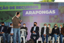 O governador Carlos Massa Ratinho Junior anuncia nesta quinta-feira (13) novos recursos para Arapongas, no Norte do Paraná. São investimentos para a Santa Casa, estradas rurais, pavimentação de ruas e avenidas, um parque urbano e moradias populares. 13/05/2021 - Foto: Geraldo Bubniak/AEN