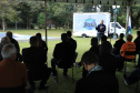 Uma cerimônia no jardim do Palácio Iguaçu, em Curitiba, realizada na manhã deste sábado (15), marcou a abertura oficial da 26ª edição da Marcha para Jesus. Ao lado de pastores de diferentes denominações religiosas da capital, o governador Carlos Massa Ratinho Junior e a primeira-dama Luciana Saito Massa acompanharam a solenidade, além de outras autoridades. O evento faz parte do Calendário Oficial do Estado. - Curitiba, 15/05/2021 - Foto: José Fernando Ogura/AEN