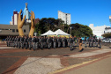 Equipes policiais do Batalhão de Operações Especiais (Bope), treinadas para dar suporte às unidades de área da PM nas ocorrências de maior periculosidade, estão na região de Cascavel nesta semana. A Operação Pronta Resposta IV foi lançada nesta terça-feira (18), no centro da cidade, com a participação do subcomandante-geral da PM, coronel Rui Noé Barroso Torres. - -  Cascavel, 18/05/2021  -  Foto: PMPR/SESP-PR